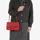 Chanel Vintage Classic Double Flap Bag in Quilted Red Lambskin with 24K Gold-Plated Hardware