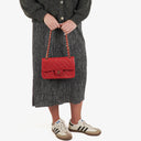 Chanel Vintage Classic Double Flap Bag in Quilted Red Lambskin with 24K Gold-Plated Hardware