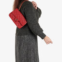 Chanel Vintage Classic Double Flap Bag in Quilted Red Lambskin with 24K Gold-Plated Hardware
