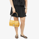 Christian Dior Mustard Patent Leather Cannage New Lock Shoulder Bag
