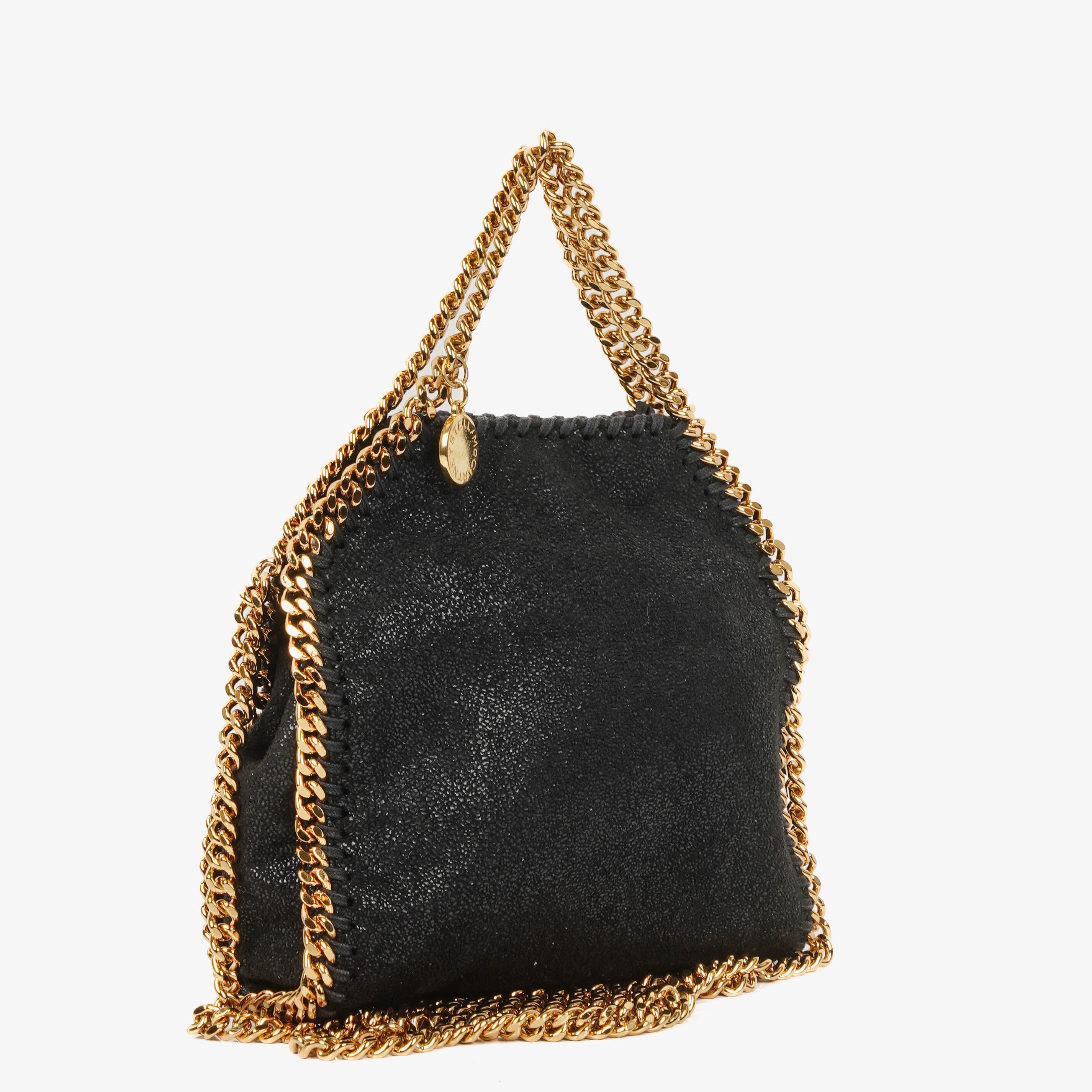 Stella McCartney Black Falabella Tiny Tote Vegan Shaggy Deer