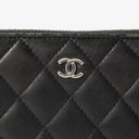 Chanel Large Gusset Zip Around Black Lambskin Quilted Wallet