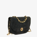 Chanel Black Suede Half Moon Flap Bag