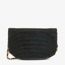 Chanel Black Suede Half Moon Flap Bag