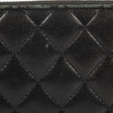 Chanel Large Gusset Zip Around Black Lambskin Quilted Wallet