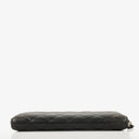 Chanel Large Gusset Zip Around Black Lambskin Quilted Wallet