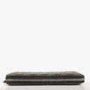 Chanel Large Gusset Zip Around Black Lambskin Quilted Wallet