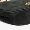 Chanel Black Suede Half Moon Flap Bag