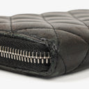Chanel Large Gusset Zip Around Black Lambskin Quilted Wallet