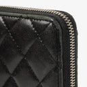 Chanel Large Gusset Zip Around Black Lambskin Quilted Wallet