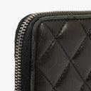 Chanel Large Gusset Zip Around Black Lambskin Quilted Wallet