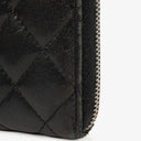 Chanel Large Gusset Zip Around Black Lambskin Quilted Wallet