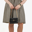 Dior Leather Chain Navy Shoulder Bag