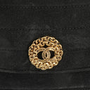 Chanel Black Suede Half Moon Flap Bag