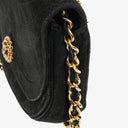 Chanel Black Suede Half Moon Flap Bag
