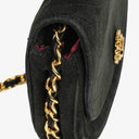 Chanel Black Suede Half Moon Flap Bag