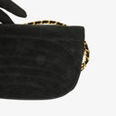Chanel Black Suede Half Moon Flap Bag