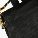 Chanel Black Suede Half Moon Flap Bag