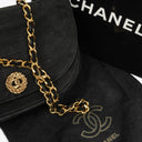 Chanel Black Suede Half Moon Flap Bag