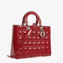 Dior Lady Dior Vintage Large Red Patent Calfskin Handbag