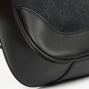 Gucci Bamboo Top Handle Dark Navy Monogram Canvas And Leather Hobo Bag