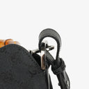 Gucci Bamboo Top Handle Dark Navy Monogram Canvas And Leather Hobo Bag
