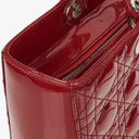 Dior Lady Dior Vintage Large Red Patent Calfskin Handbag
