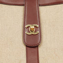Chanel Beige Linen And Brown Leather Tote Bag