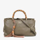 Gucci Pebbled Calfskin Bamboo Shopper Tote Bag