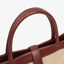 Chanel Beige Linen And Brown Leather Tote Bag