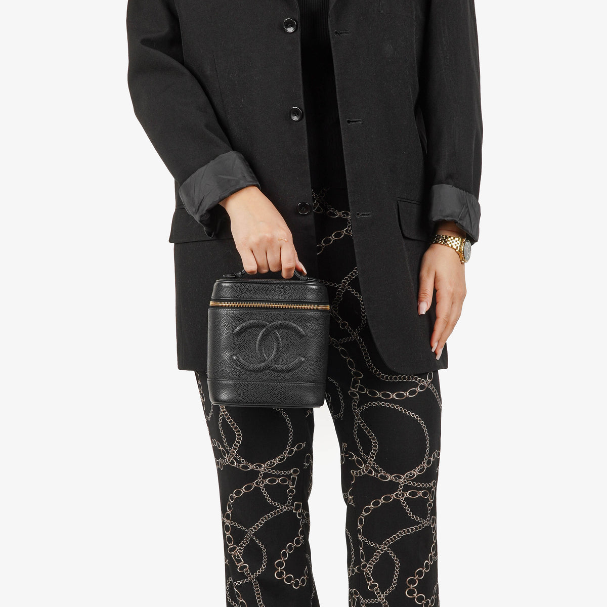 Chanel Black Caviar Leather Vanity Case