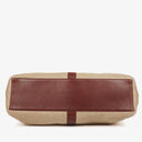 Chanel Beige Linen And Brown Leather Tote Bag