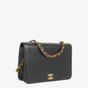 Chanel Classic Calfskin Box Leather Navy Full Flap Bag With 24K Gold-Plated Hardware