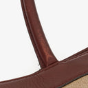 Chanel Beige Linen And Brown Leather Tote Bag