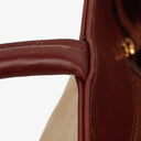 Chanel Beige Linen And Brown Leather Tote Bag