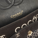 Chanel Medium Coco Black White Printed Quilted Canvas Double Flap Bag