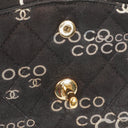 Chanel Medium Coco Black White Printed Quilted Canvas Double Flap Bag