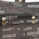Chanel Medium Coco Black White Printed Quilted Canvas Double Flap Bag