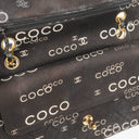 Chanel Medium Coco Black White Printed Quilted Canvas Double Flap Bag
