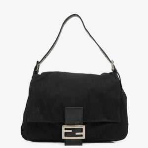 Fendi Mamma Baguette Black Neoprene Shoulder Bag
