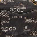 Chanel Medium Coco Black White Printed Quilted Canvas Double Flap Bag