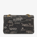 Chanel Medium Coco Black White Printed Quilted Canvas Double Flap Bag