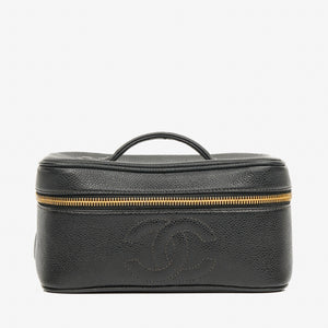 Chanel Black Leather Vanity Case