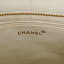 Chanel Medallion Vintage Tote Bag In White Quilted Caviar Leather
