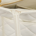 Chanel Medallion Vintage Tote Bag In White Quilted Caviar Leather
