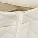 Chanel Medallion Vintage Tote Bag In White Quilted Caviar Leather