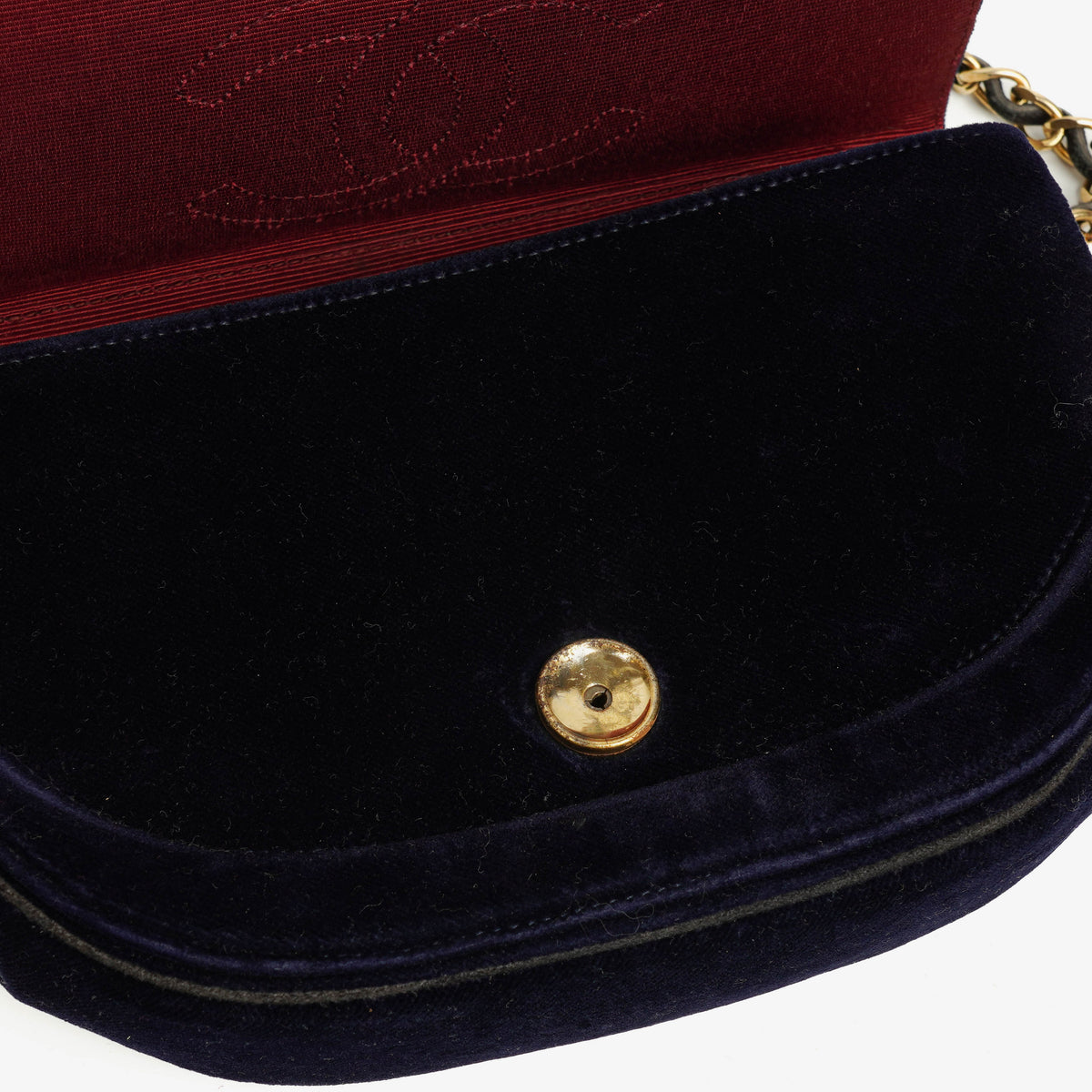 Chanel Small Half-Moon Navy Velvet Flap Bag