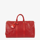 Louis Vuitton Keepall 45 Red EPI Leather Travel Bag