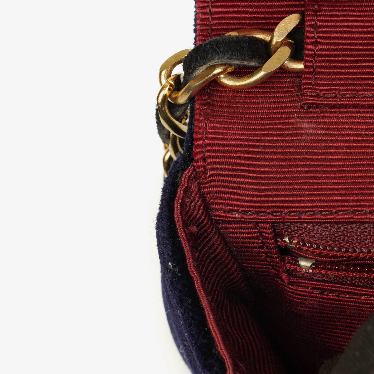 Chanel Small Half-Moon Navy Velvet Flap Bag