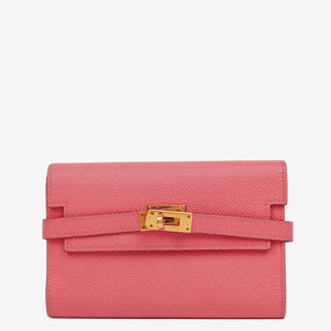 Hermès Pink Kelly Longue Epsom Leather Wallet